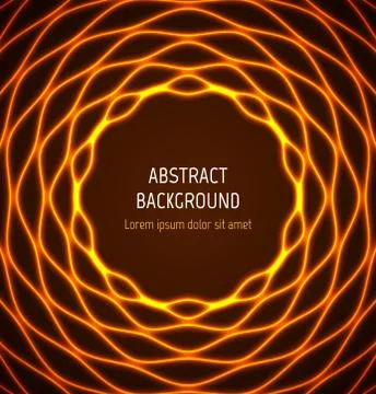 Abstract orange circle wavy border background with light effects Stock Illustration