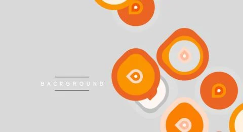 Abstract orange circles overlap gray backdrop. Minimalist design features Illustrazione stock