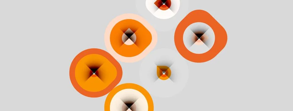 Abstract orange circles overlap gray background. Shapes vary size, creating Stock Illustration