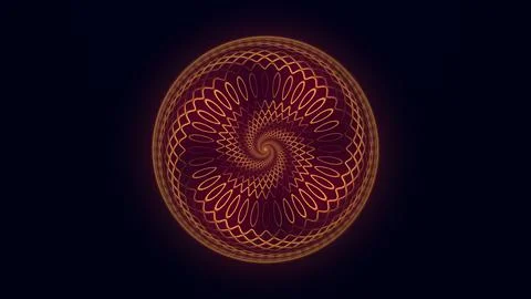 Abstract Orange Circular Waveform Sphere, Futuristic Frequency Pattern on D.. Stock Illustration