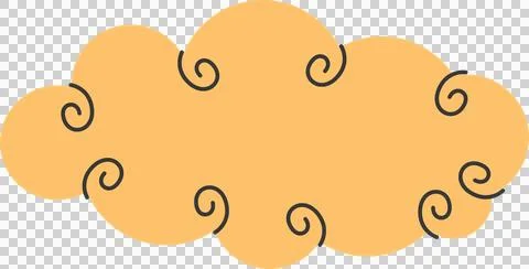 Abstract orange cloud shape is floating on transparent background in flat design Stock Illustration
