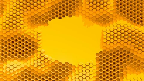 Abstract orange crystallized background. Honeycombs move like an ocean. With Stockbeeldmateriaal 90871515