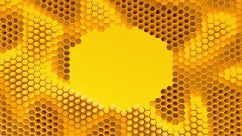 Abstract orange crystallized background. Honeycombs move like an ocean. With Stock Illustration
