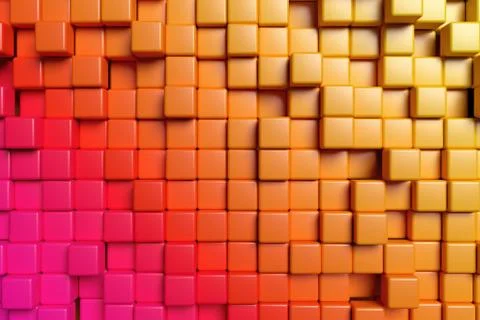Abstract orange cubes 3d background Stock-Illustration