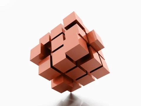 Abstract orange cubes background rendered on white isolated Stock Illustration
