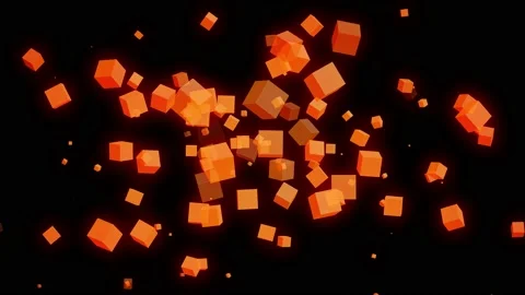 Abstract orange cubes flying animation. Video stock 203781145