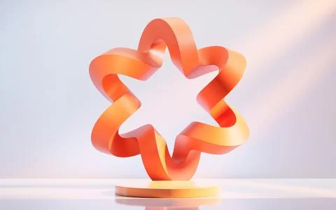 Abstract orange curve frame background, 3d rendering. Illustrazione stock