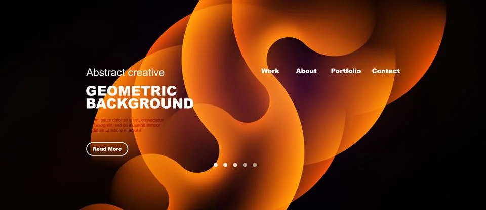 Abstract orange design. Dynamic shapes create modern website header. Text Illustrazione stock