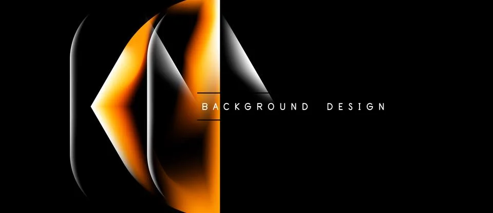 Abstract orange design element over black background. Modern, sleek shape 库存插图