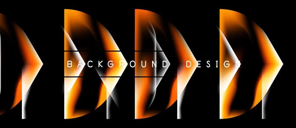 Abstract orange design elements over black background. Dynamic shapes suggest Stock Illustration