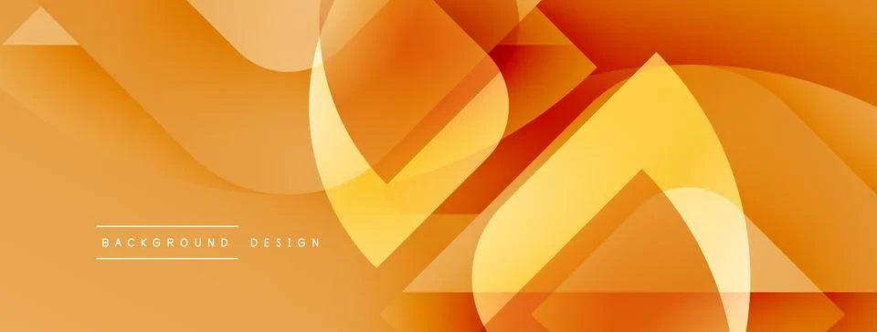 Abstract orange design features flowing shapes, triangles. Gradient hues create Illustrazione stock