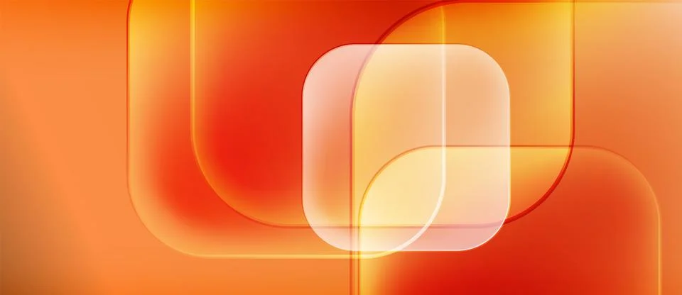 Abstract orange design features layered rectangles, curves. Bright gradients Stockillustratie