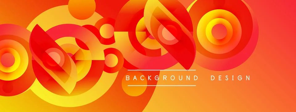 Abstract orange design features overlapping circles, curves. Vibrant gradient Stockillustratie