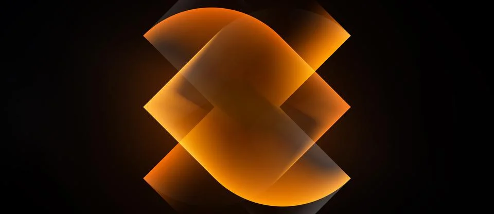 Abstract orange design. Layers create dynamic shape, glowing effect against.. Stock Illustration