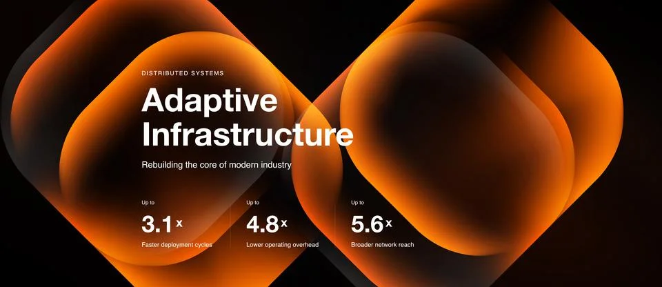 Abstract orange design showcases adaptive infrastructure concept. Text Stock Illustration