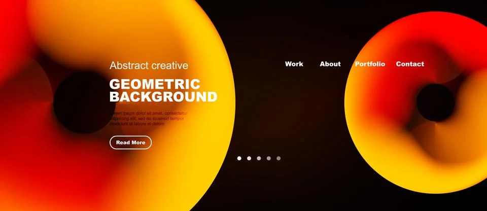 Abstract orange design with text elements. Website header featuring navigatio Stock Illustration