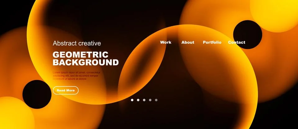 Abstract orange design. Website header with text, buttons, navigation element 스톡 일러스트