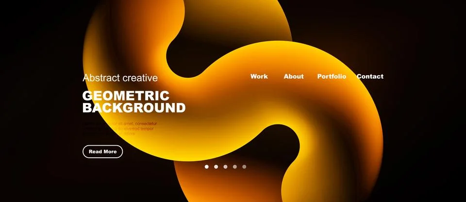 Abstract orange design. Website header with navigation elements. Minimalist イラスト素材