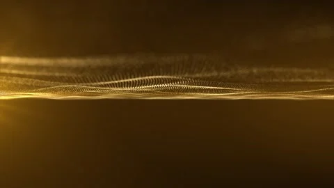 Abstract orange digital waves and particles moving. Technological background Stock Footage 321480778