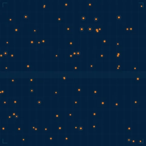 Abstract Orange Dots on Dark Blue Background - Digital Network or Data Flow.. Video stock 346282984