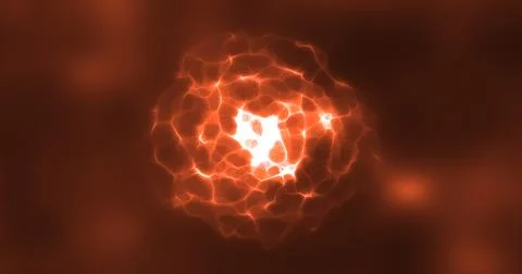 Abstract orange energy round sphere glowing with particle waves hi-tech dig.. Stock Illustration