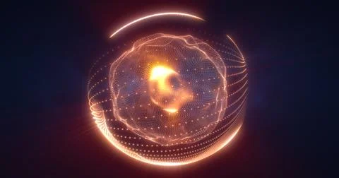 Abstract orange energy sphere from particles and waves of magical glowing o.. Stock Illustration