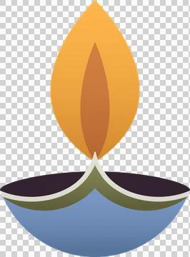 Abstract orange flame is flickering over blue-green bowl base in flat design Ilustração Stock