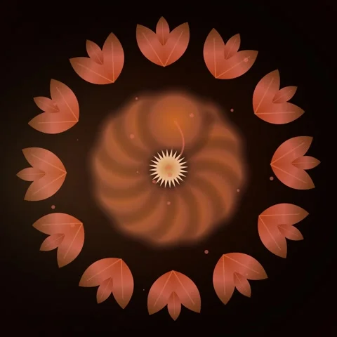 Abstract Orange Flower Mandala Bloom Animation, Spiritual Fractal Art, Cosm.. Stock Footage 346283878