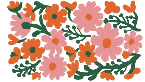 Abstract Orange Flowers Pattern Animation Stock Footage 299210710