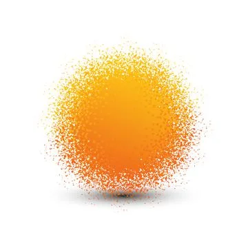 Abstract orange fluffy isolated sphere with shadow logo. Round shape fuzzy kids Stock Illustration