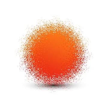 Abstract orange fluffy isolated sphere with shadow logo. Round shape fuzzy kids Stock Illustration
