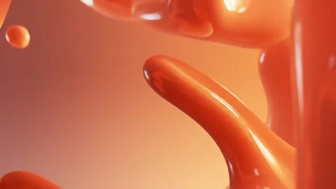 Abstract Orange Fluid Forms A 3D Render of Smooth, Glossy Shapes Video stock 316022367