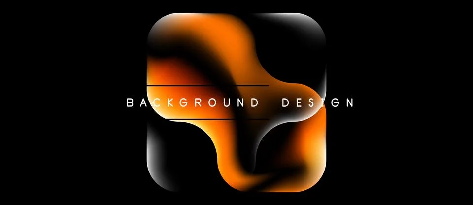 Abstract orange fluid shape over black background. Smooth gradients create Stockillustratie
