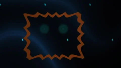 Abstract orange frame with glowing blue eyes in space. Stock Footage 337498597