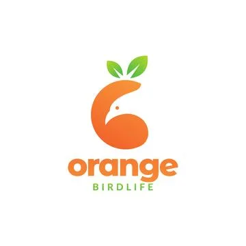 Abstract orange fruit with bird logo design vector graphic symbol icon illu.. Stock-Illustration