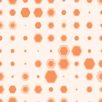 Abstract orange geometric background with hexagons of different colors and .. Stock Illustration