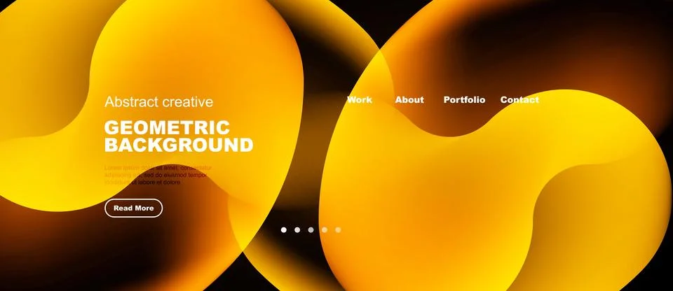 Abstract orange geometric background. Website header design with navigation Stock Illustration