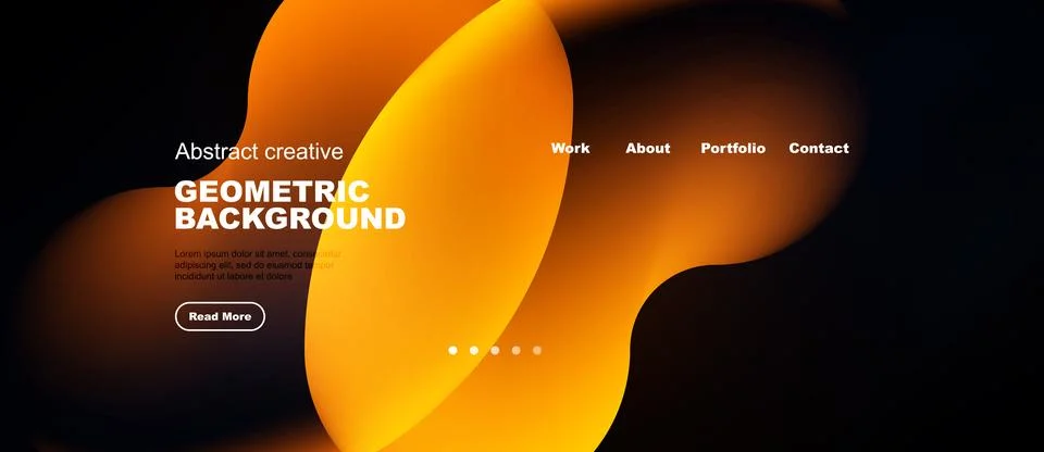 Abstract orange geometric background. Website header design with text, Stockillustratie
