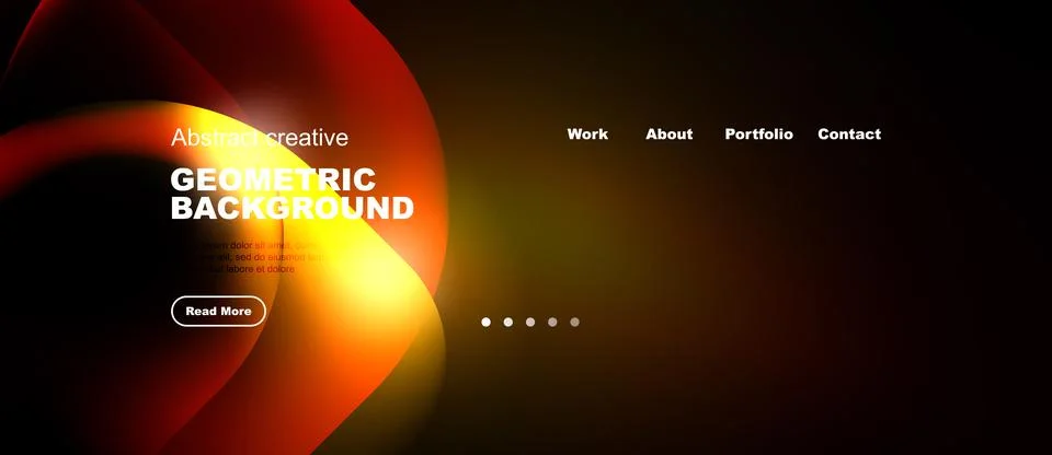 Abstract orange geometric background. Website header design with navigation 스톡 일러스트