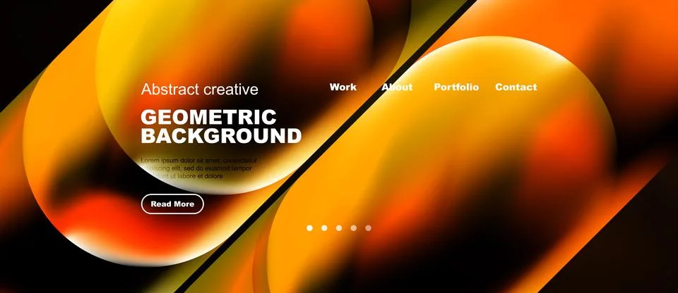 Abstract orange geometric background. Website header design includes navigati Stock Illustration