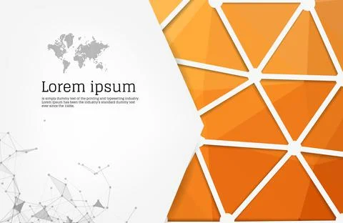 Abstract Orange geometric design template with triangular polygonal backgroun Stock Illustration