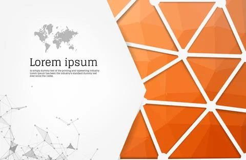 Abstract Orange geometric design template with triangular polygonal backgroun Stock Illustration