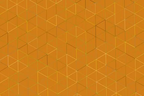 Abstract orange geometric pattern with cubes and lines Stock Illustration