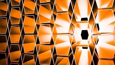 Abstract orange geometric pattern with repeating shapes and a dynamic comp... Stock Photos