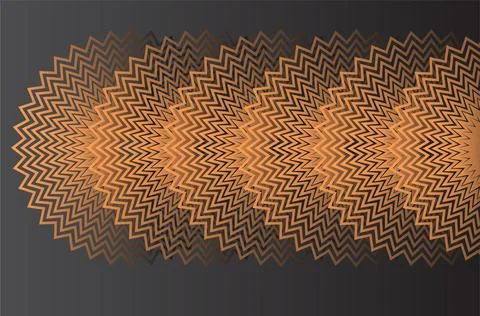 Abstract Orange Geometric Radial Pattern With Zigzag Starburst Design On Da.. 스톡 일러스트