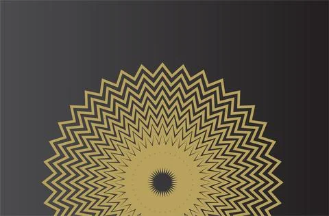Abstract Orange Geometric Radial Pattern With Zigzag Starburst Design On Da.. 스톡 일러스트