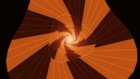 Abstract orange geometric spiral tunnel with glowing center Stock Footage 336994530