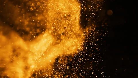 Abstract orange glittering particles in motion on black background Stock Footage 180061521