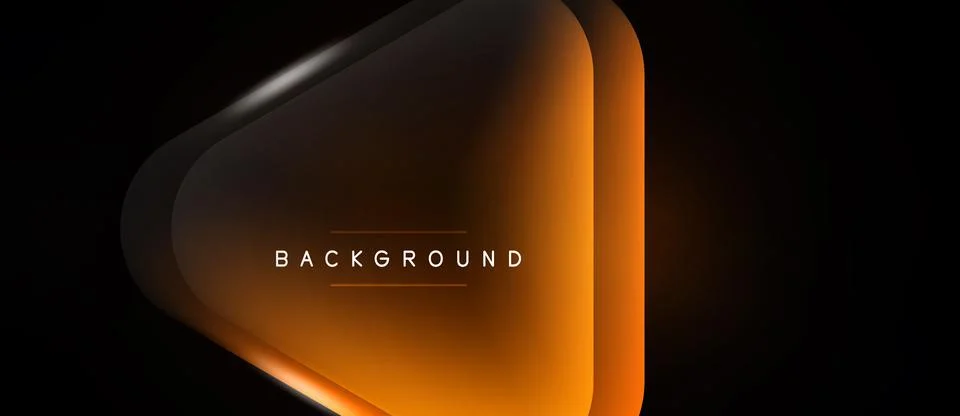 Abstract orange glow, dark background. Rounded rectangle shape with text Stock Illustration