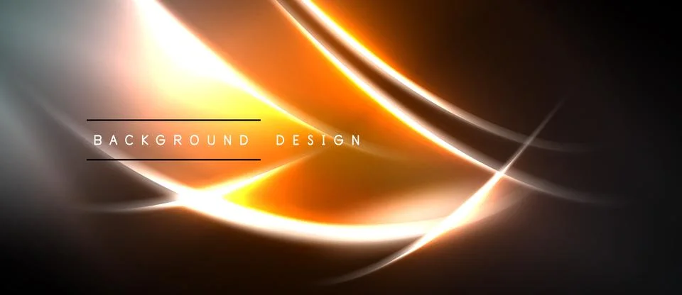 Abstract orange glow, dynamic lines, dark background. Modern design element, Stock Illustration